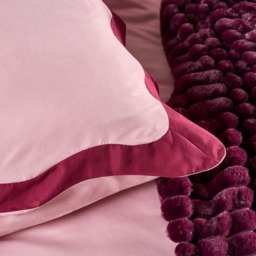 OHS Scallop Edge Duvet Cover Set, Blush/Burgundy - Double - thumbnail 4