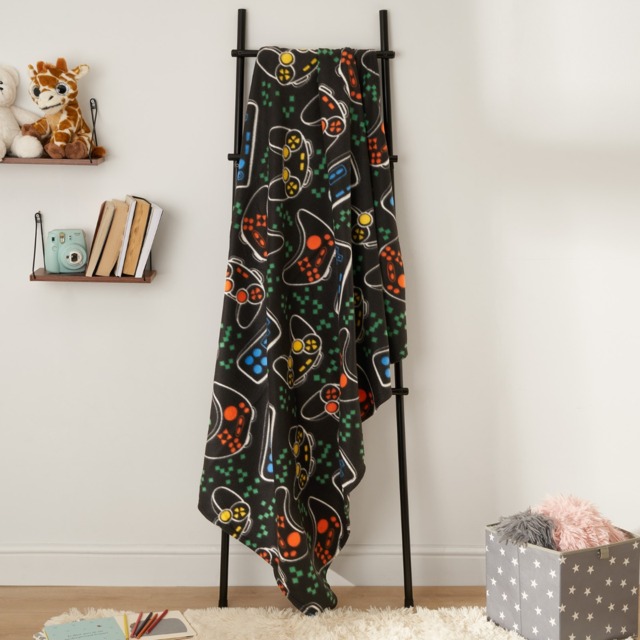 OHS Gaming Print Fleece Throw - Black - image 1