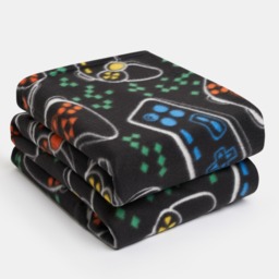 OHS Gaming Print Fleece Throw - Black - thumbnail 2