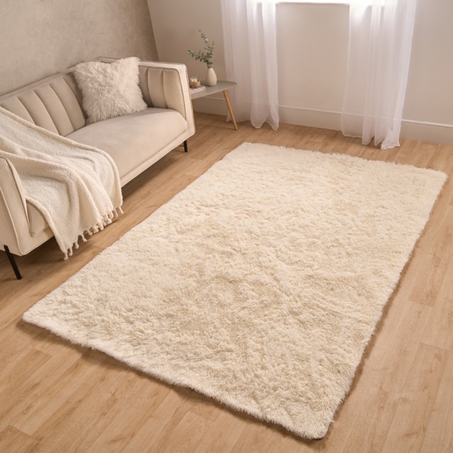 OHS Fluffy Rug, Cream - 80 x 150cm - image 1