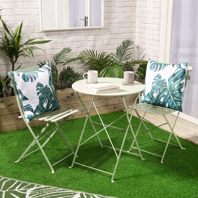 OHS 4 Pack Indoor/Outdoor Tropical Print Cushion Covers with Cushion Pads - Green/White - image 1