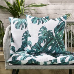 OHS 4 Pack Indoor/Outdoor Tropical Print Cushion Covers with Cushion Pads - Green/White - thumbnail 2