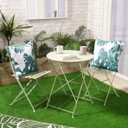 OHS 4 Pack Indoor/Outdoor Tropical Print Cushion Covers with Cushion Pads - Green/White - thumbnail 1