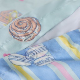 OHS Patisserie Print Reversible Duvet Cover Set, Blue - Single - thumbnail 3