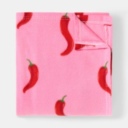 OHS Chilli Print Fleece Throw - Pink - thumbnail 5