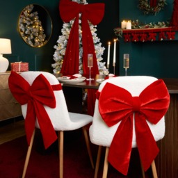 OHS 4 Pack Velvet Chair Bows - Red