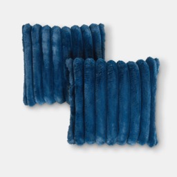 OHS 4 Pack Jumbo Faux Fur Rib Cushion Covers - Navy - thumbnail 4