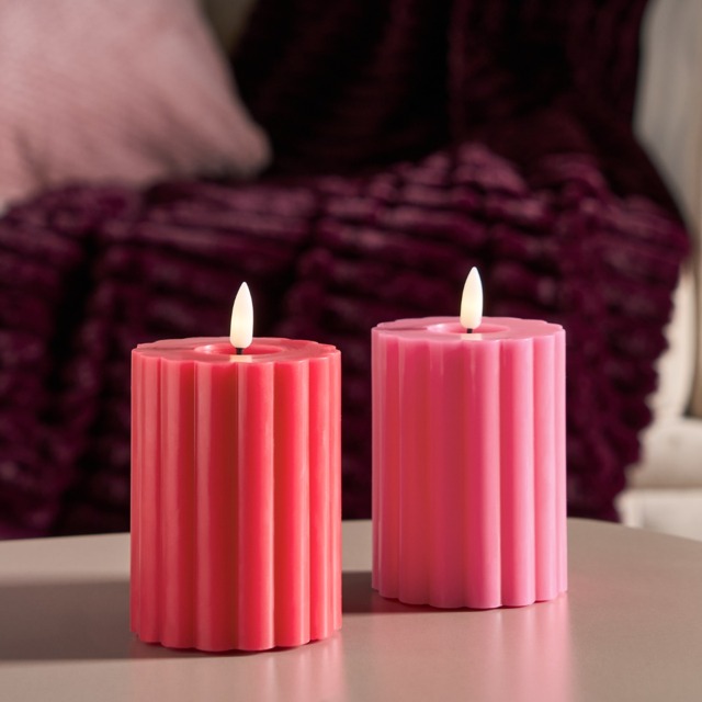 OHS LED Ribbed Candle, Red/Pink - 2 Pack - image 1