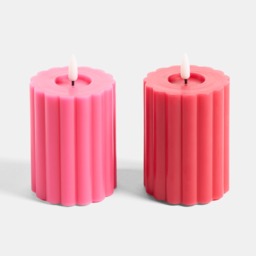OHS LED Ribbed Candle, Red/Pink - 2 Pack - thumbnail 3