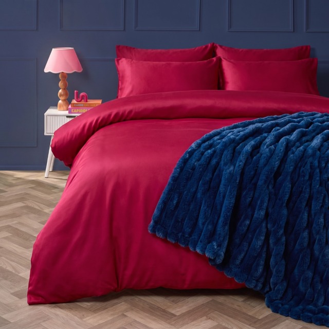 OHS Plain Duvet Cover Set, Fuchsia - Single