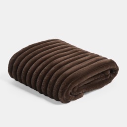 OHS Faux Fur Thick Ribbed Throw, Chocolate - 125 x 150cm - thumbnail 2