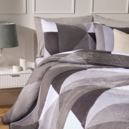OHS Teddy Geometric Coverless 10.5 Duvet & Pillowcases, Grey - King - thumbnail 2