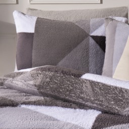 OHS Teddy Geometric Coverless 10.5 Duvet & Pillowcases, Grey - King - thumbnail 4
