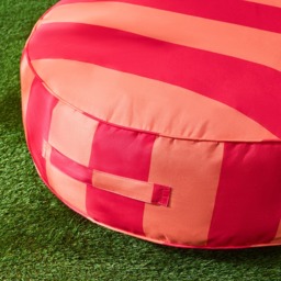 OHS Indoor/Outdoor Stripe Print Round Filled Cushion - Orange/Pink - thumbnail 2