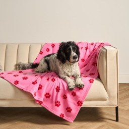 OHS Pet Paw Print Fleece Throw - Pink/Red - thumbnail 1