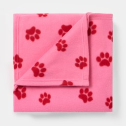 OHS Pet Paw Print Fleece Throw - Pink/Red - thumbnail 3