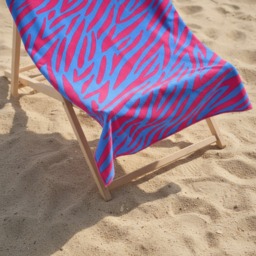 OHS Neon Zebra Beach Towel - Pink/Blue - thumbnail 2