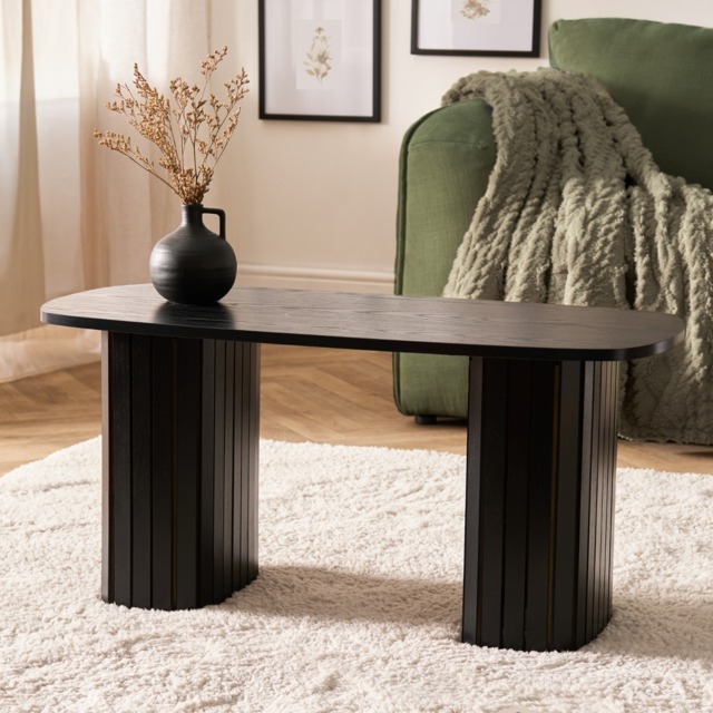OHS Madison Ribbed Coffee Table - Black - image 1
