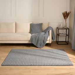 OHS Faux Fur Ribbed Rug, Grey - 120 x 170cm - thumbnail 2