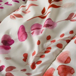 OHS Floral Print Coverless 10.5 Tog Duvet Set, White/Burgundy - King - thumbnail 3