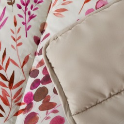 OHS Floral Print Coverless 10.5 Tog Duvet Set, White/Burgundy - King - thumbnail 4