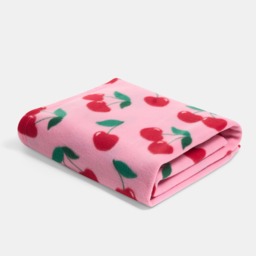 OHS Cherry Print Fleece Throw - Pink/Red - thumbnail 3