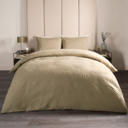 OHS Leaf Quilted Duvet Set, Sage - Superking - thumbnail 3