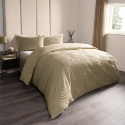 OHS Leaf Quilted Duvet Set, Sage - Superking - thumbnail 2
