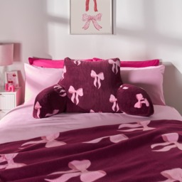 OHS Bow Print Cuddle Cushion - Burgundy