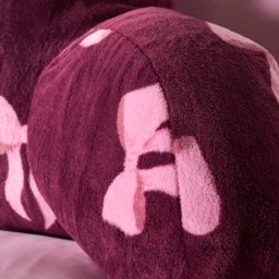OHS Bow Print Cuddle Cushion - Burgundy - thumbnail 3