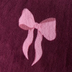 OHS Bow Print Cuddle Cushion - Burgundy - thumbnail 4