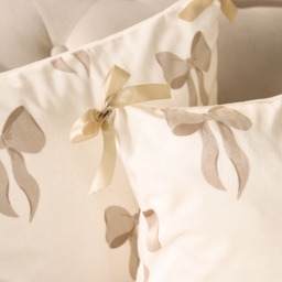 OHS 4 Pack Bow Print Cushion Covers - Cream - thumbnail 2
