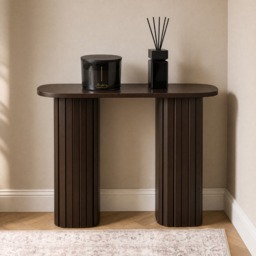 OHS Madison Ribbed Console Table - Chocolate