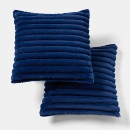 OHS 4 Pack Faux Fur Thick Ribbed Cushion Covers, Navy - 45 x 45cm - thumbnail 4