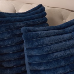 OHS 4 Pack Faux Fur Thick Ribbed Cushion Covers, Navy - 45 x 45cm - thumbnail 3