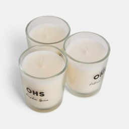 OHS 3 Glass Scented Candles Set, Pumpkin Print - Burgundy - thumbnail 4