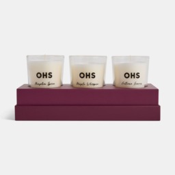 OHS 3 Glass Scented Candles Set, Pumpkin Print - Burgundy - thumbnail 1