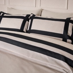 OHS Contrast Border Duvet Cover Set, Stone/Black - Superking - thumbnail 2