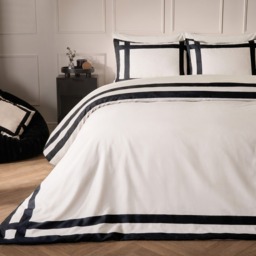 OHS Contrast Border Duvet Cover Set, Stone/Black - Superking - thumbnail 1