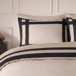 OHS Contrast Border Duvet Cover Set, Stone/Black - Superking - thumbnail 3