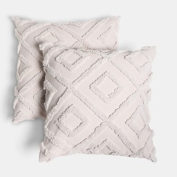 OHS 4 Pack Tufted Geometric Cushion Covers with Cushion Pads, Stone - 45 x 45cm - thumbnail 3