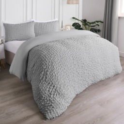 OHS Geometric Seersucker Duvet Set, Silver - King - thumbnail 2