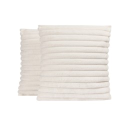 OHS 2 Pack Faux Fur Thick Ribbed Cushion Covers - White - thumbnail 2