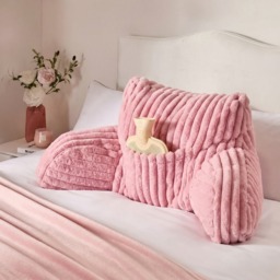 OHS Ribbed Faux Fur Cuddle Cushion with Heatable Pocket - Blush - thumbnail 2