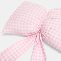 OHS Gingham Print Bow Shaped Cushion - Pink - thumbnail 4
