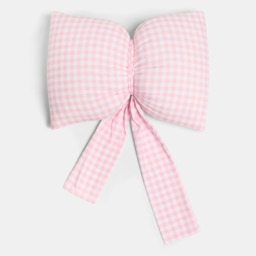 OHS Gingham Print Bow Shaped Cushion - Pink - thumbnail 3