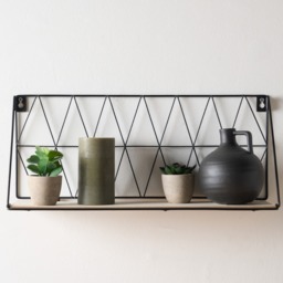 OHS Wire & Wood Geometric Wall Shelf - Black - thumbnail 2
