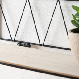 OHS Wire & Wood Geometric Wall Shelf - Black - thumbnail 4