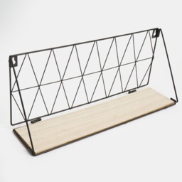 OHS Wire & Wood Geometric Wall Shelf - Black - thumbnail 3