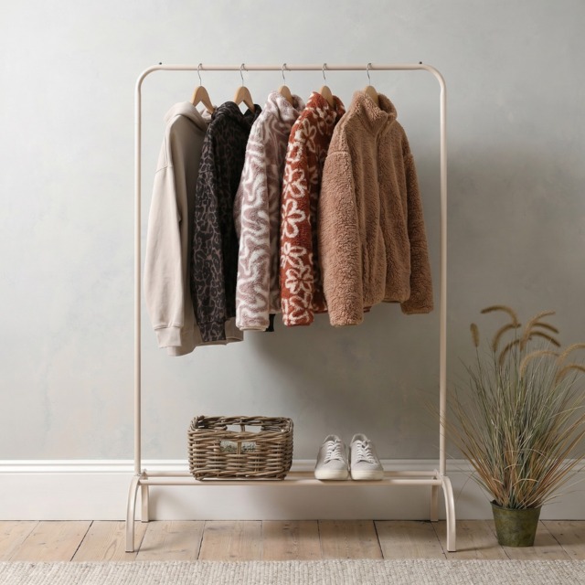 OHS Heavy Duty Clothes Rail With Shoe Rack - Natural - image 1
